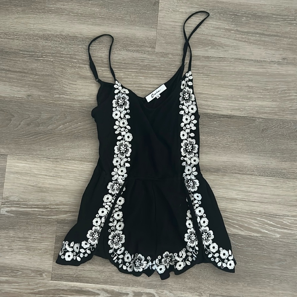 LF black and white floral romper